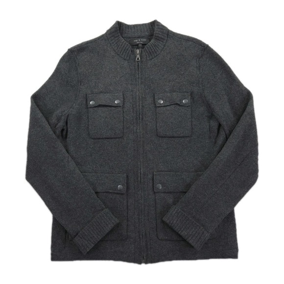Rag Bone Wool Jacket Mens Large Full Zip Utility Field Snap Button